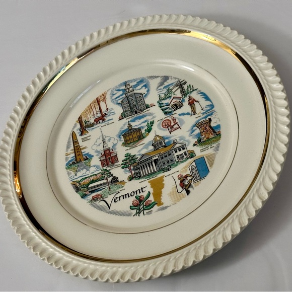 Vintage Vermont State Souvenir Plate - 10.5” Collectible with Iconic Landmarks - Picture 2 of 16